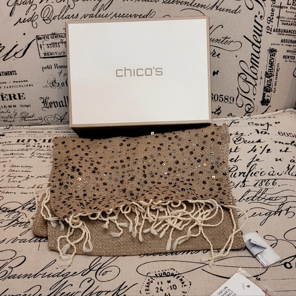 Chico's Gold Sequin Scarf